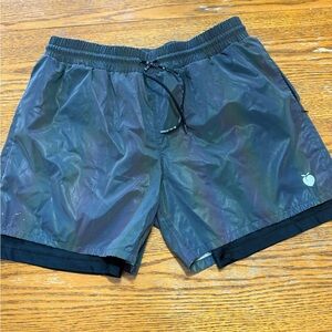 Flexliving Leg Day Active Liner Rainbow Reflective Gray Holographic Shorts Large